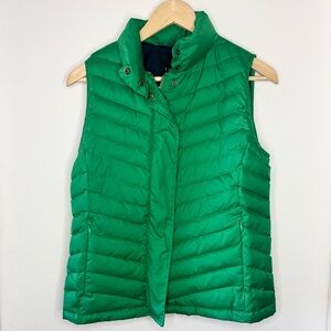 Talbots Petite Quilted Chevron Puffer Vest Kelly Green Women’s P Small Preppy